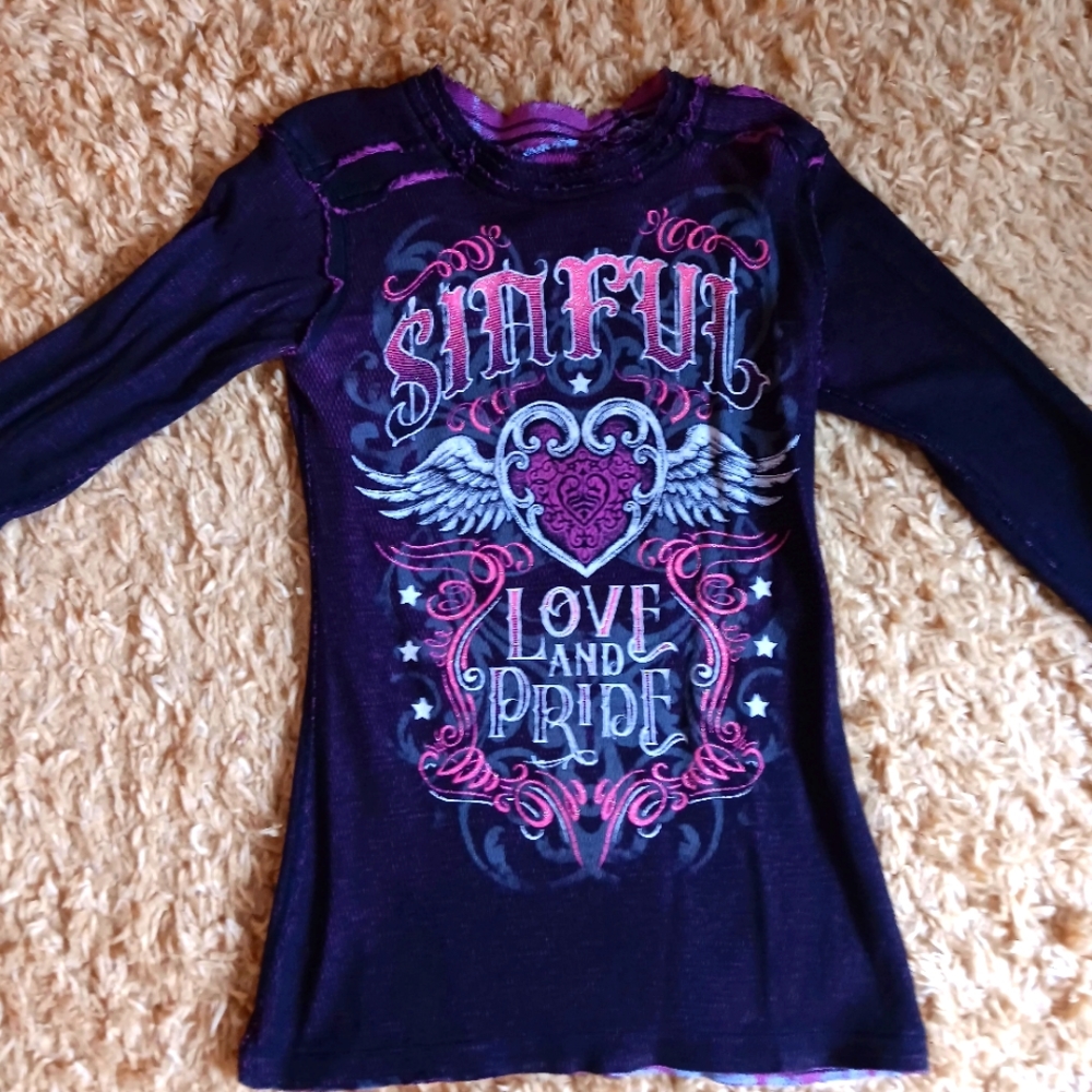 Women's SINFUL AFFLICTION REVERSIBLE Y2K GRUNGE VINTAGE LONG SLEEVE